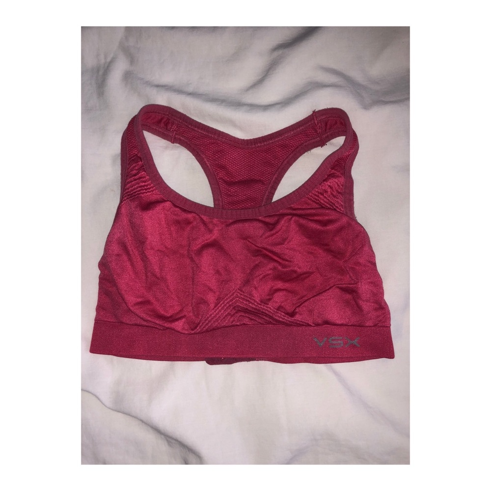 Neon pink sports bra